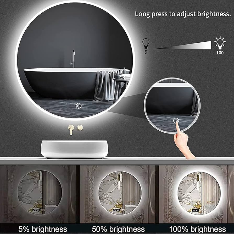 Amazon.co.jp: フレームレス 浴室鏡 洗面所 LEDライト付 化粧鏡 バス