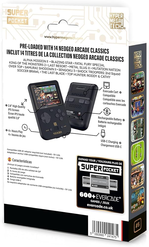 Amazon.com: HyperMegaTech! Super Pocket NEOGEO Edition : Toys & Games