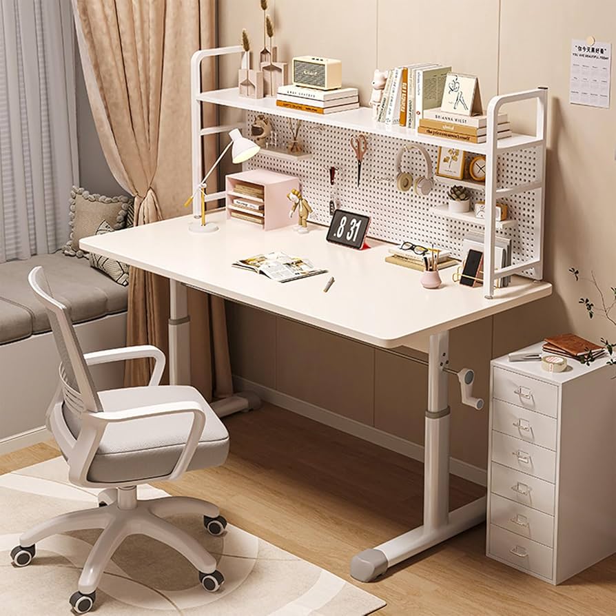 Amazon｜学習机 学校用 勉強用机 組み立て式デスク 高さ調節可, 単一の