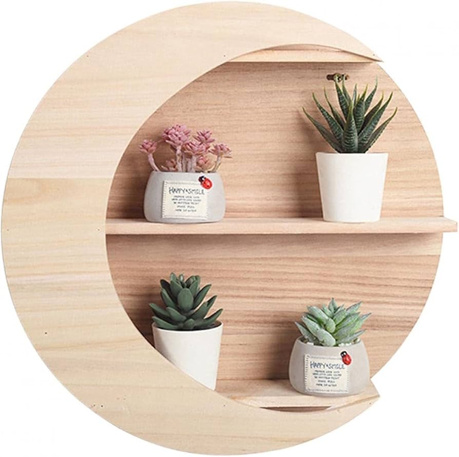 Amazon｜ラウンドムーンシェルフ 木製フローティング棚 ウォール
