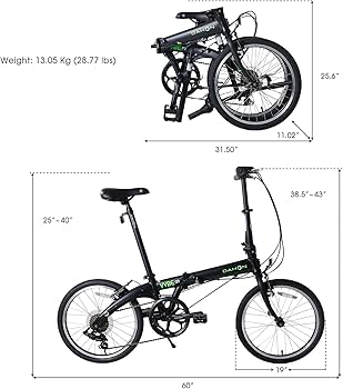 Amazon.com: Dahon VYBE D7 折疊自行車,輕量鋁製框架;7 速齒輪;20 英吋