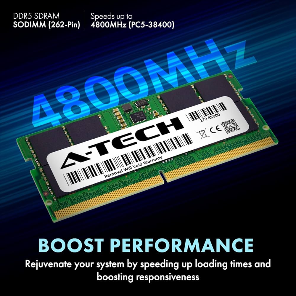 A-Tech 32GB DDR5 4800MHz PC5-38400 CL40 SODIMM 2Rx8 1.1V Non-ECC