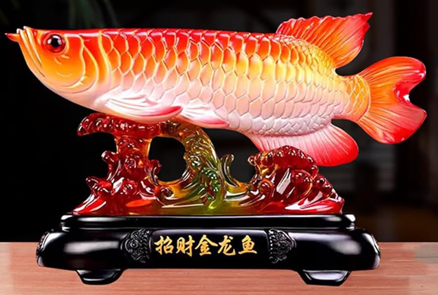 Amazon.co.jp: RuiWen アロワナ風水置物 招財龍魚 ラッキーフィッシュ