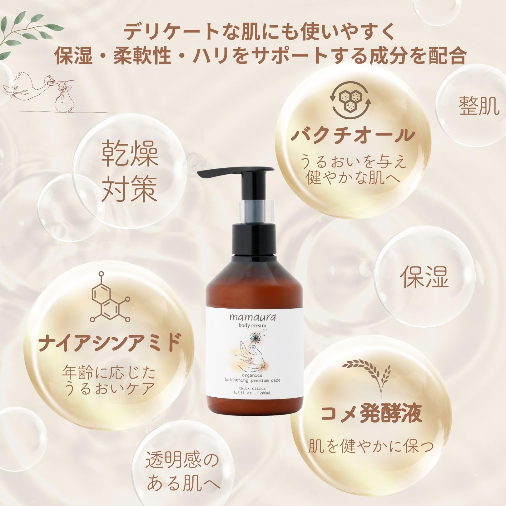 Amazon | mamaura ママーラ ママボディケアクリーム 200g 保湿 ボディ