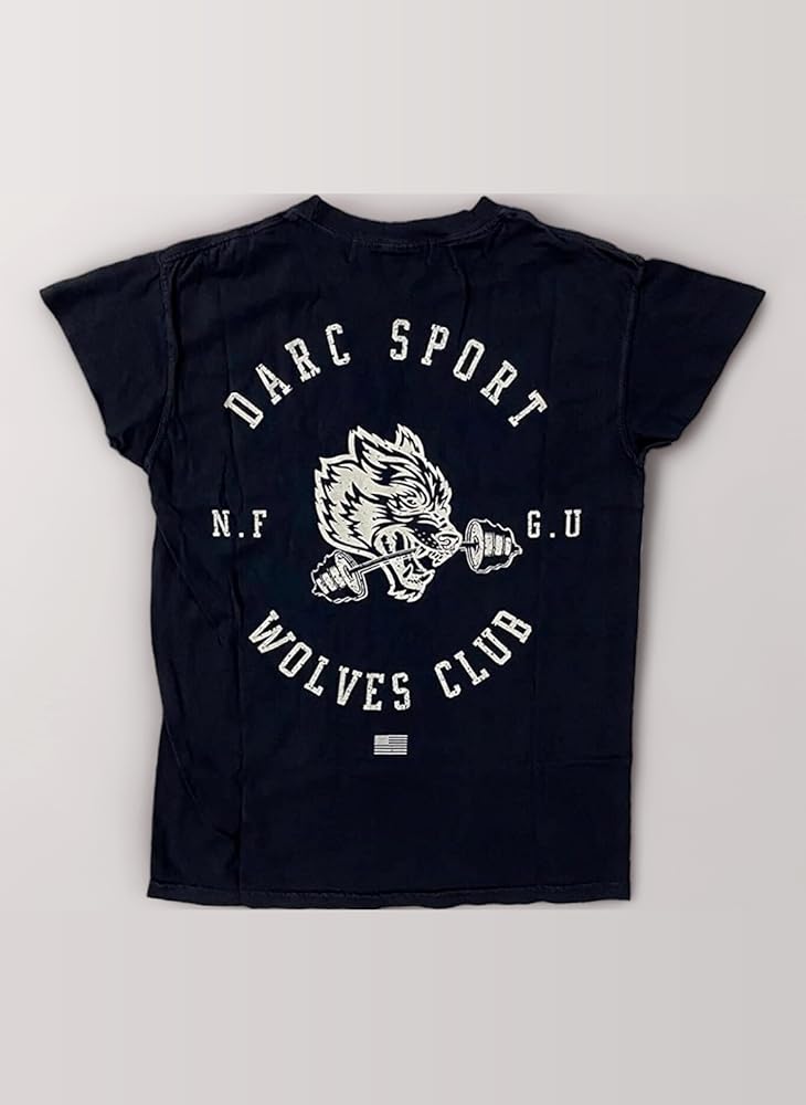 XUNJI Darc Sport Men's Wolves Club Distressed Print Cap Sleeve Tee