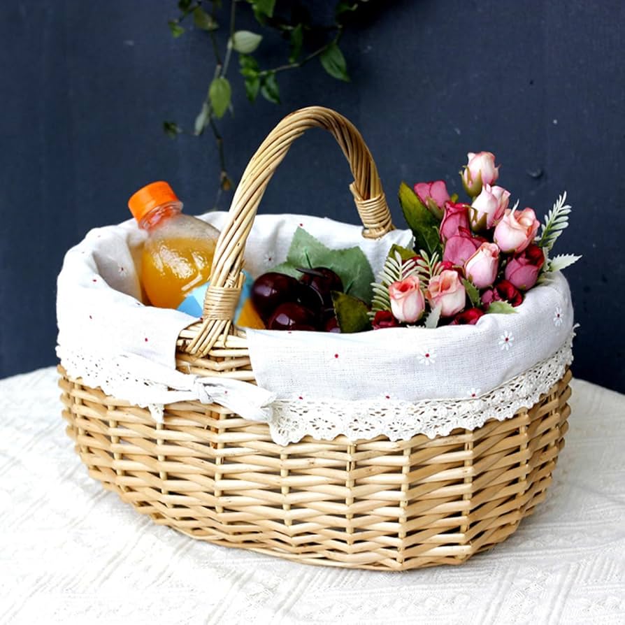 Amazon｜NJNEW 籐のかごバスケット 持ち手 収納かご 収納バスケット