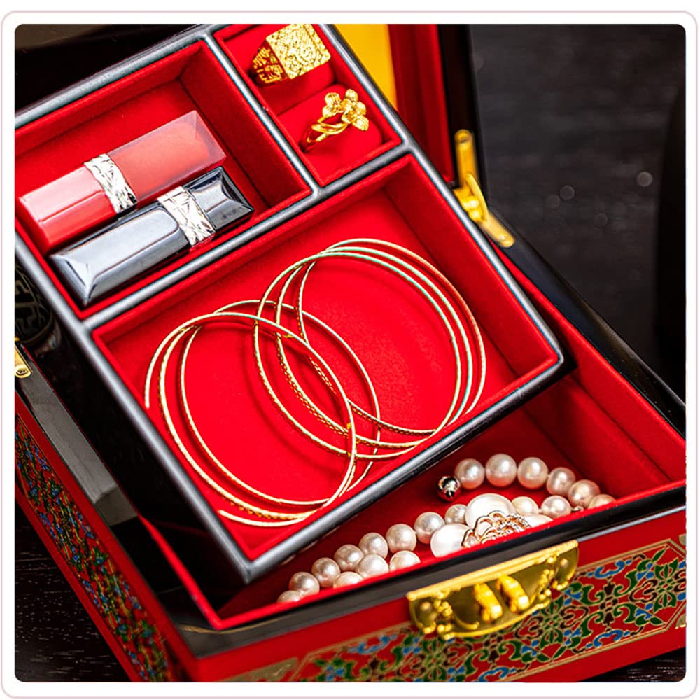 Amazon｜中国風の漆の宝石箱、絶妙な木製の収納箱、縁起の良い美しいを