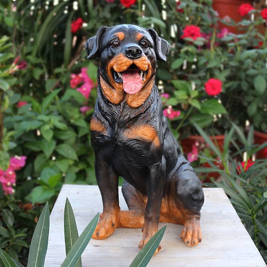 Amazon.co.jp: POCHY ガーデンドッグ像、リアルなロットワイラーの置物