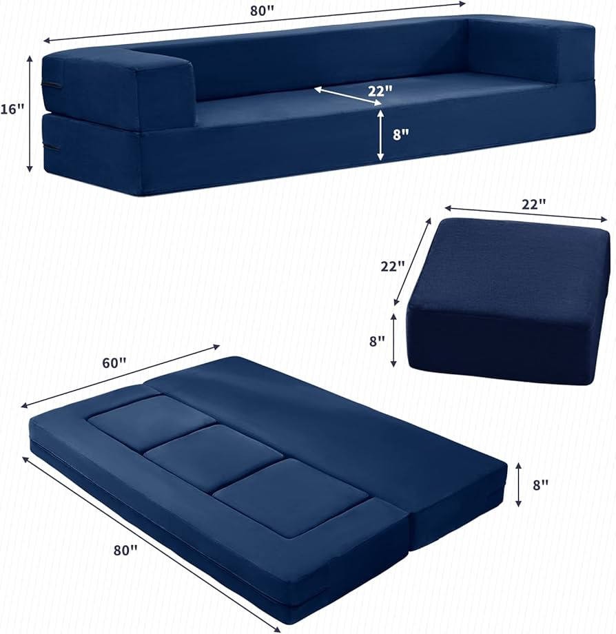 Amazon.com: ZAFLY Upholstered Folding Sofa Bed, 80''W Velvet