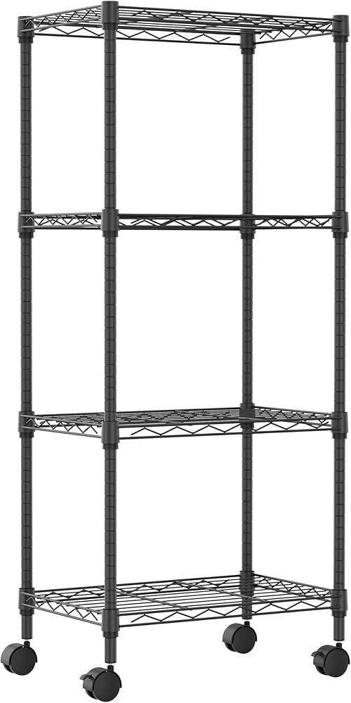 Amazon｜IZEUK スチールラック キャスター付き 4段 高さ伸縮メッシュ