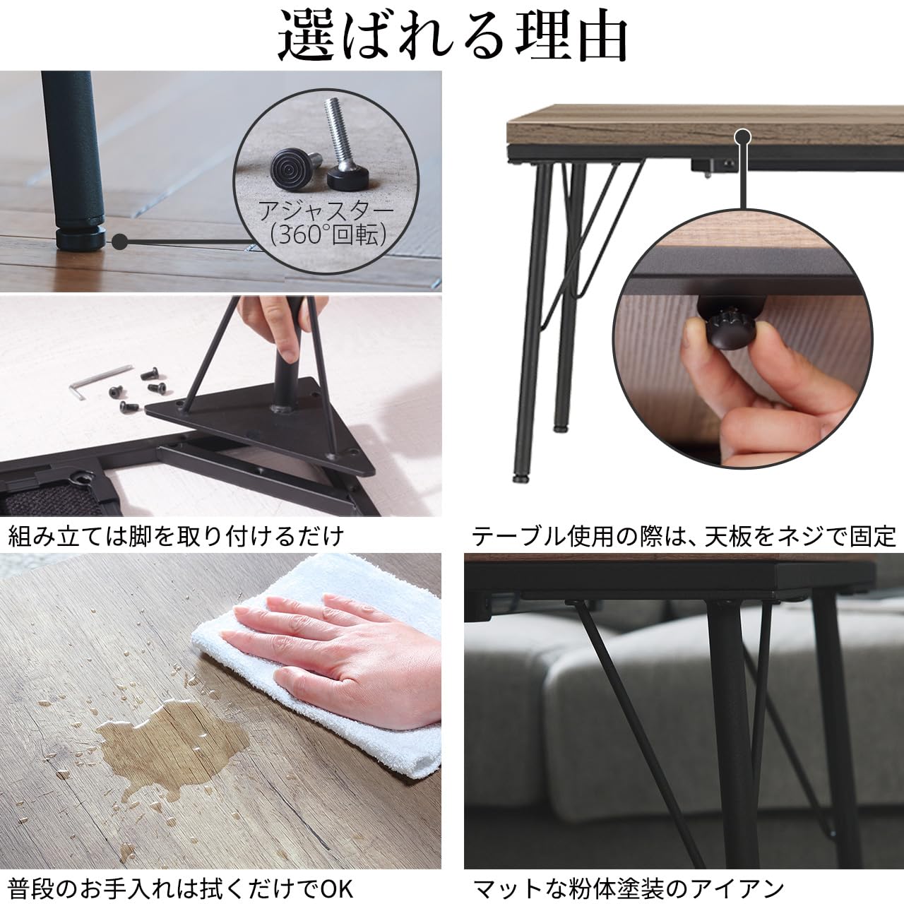 Amazon | 古材風アイアンこたつテーブル ブルック 100x50cm