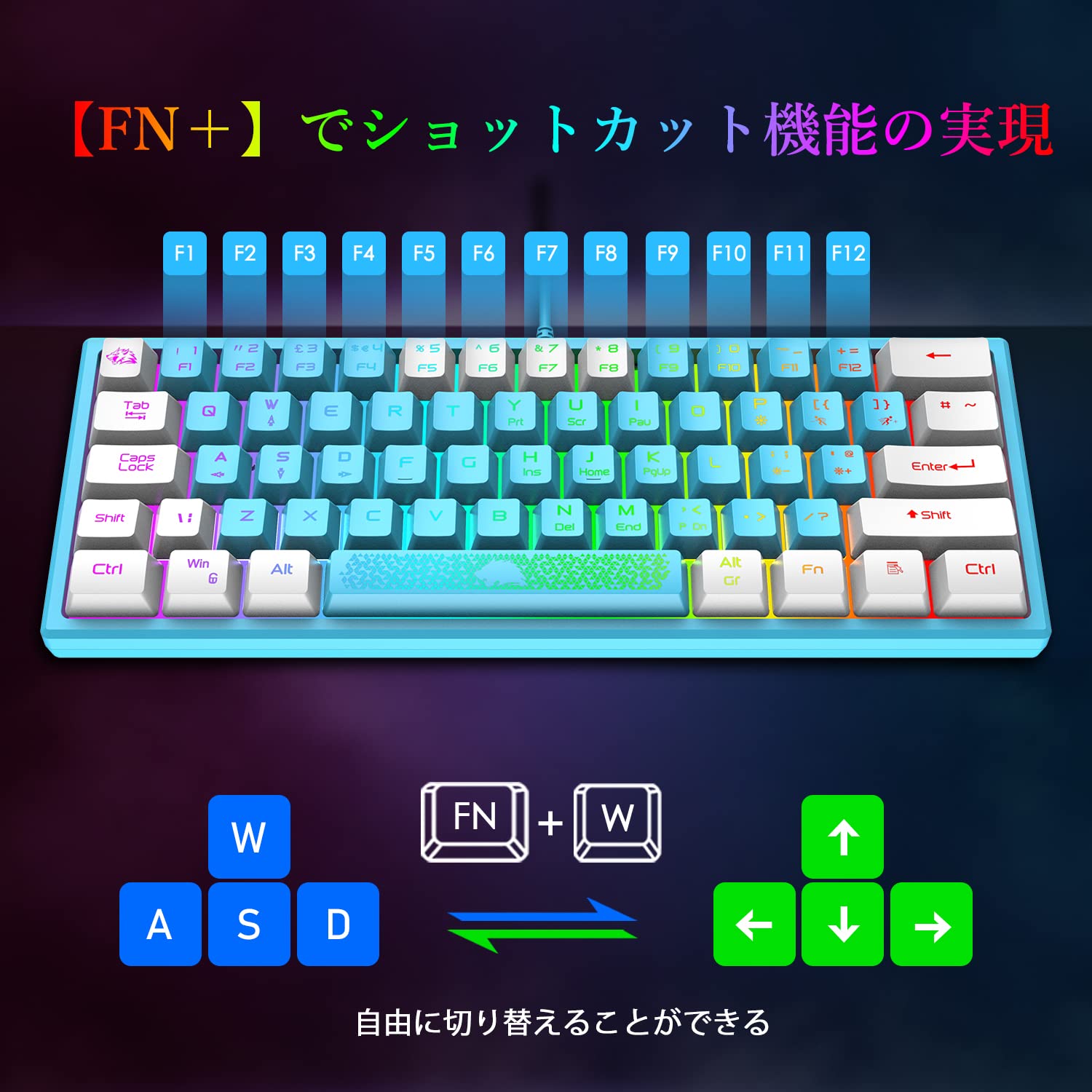 Amazon | LexonTech x ZIYOU LANG K61ゲーミングキーボードLEDバック