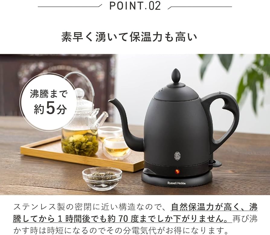 Amazon.com: Russell Hobbs cafe kettle 0.8L matte black 7408JP-88
