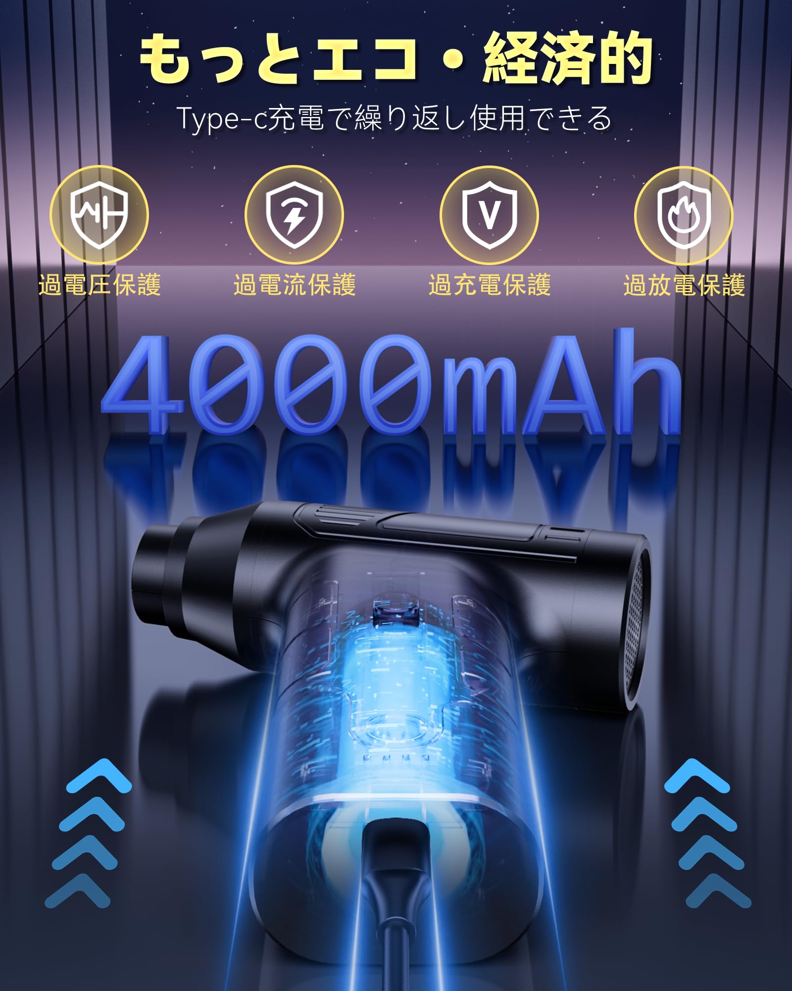 USB充電式 超強力電動エアダスター 多機能ノズル 【公式通販】