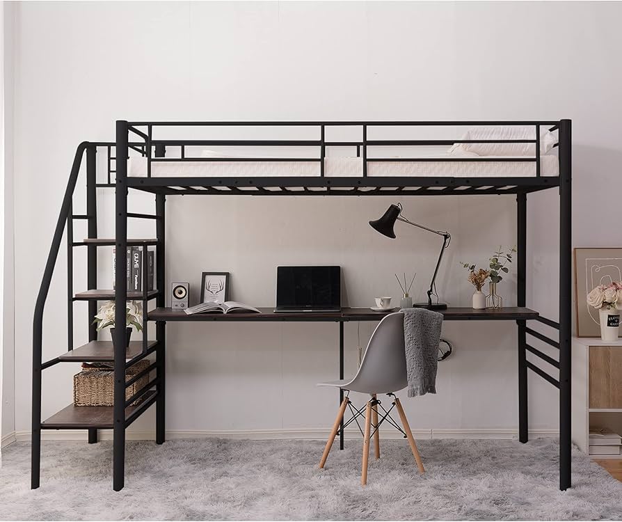 Amazon｜ロフトベッド シングル パイプベッド ベッドフレーム 二段