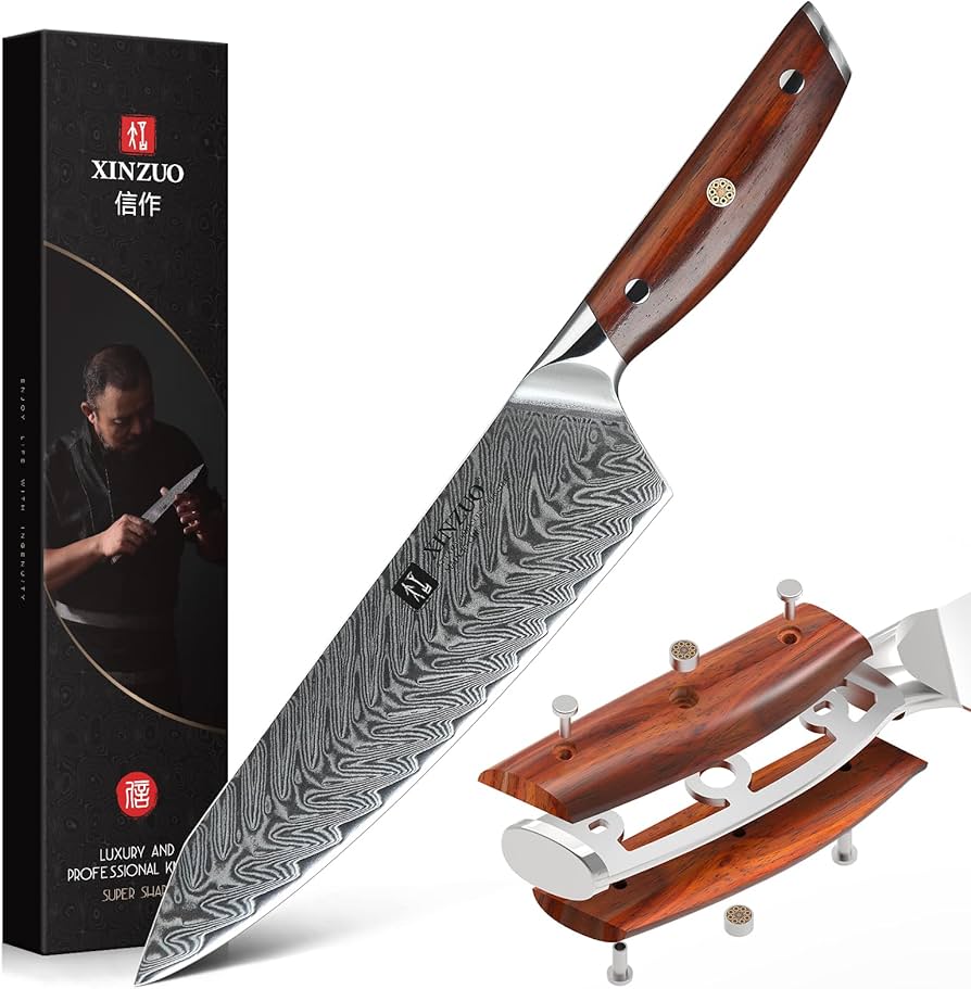 Amazon | XINZUO 21cmダマスカス鋼 Kiritsukeシェフナイフ、スーパー