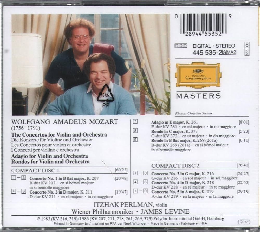 Itzhak Perlman, Wolfgang Amadeus Mozart, James Levine, Wiener