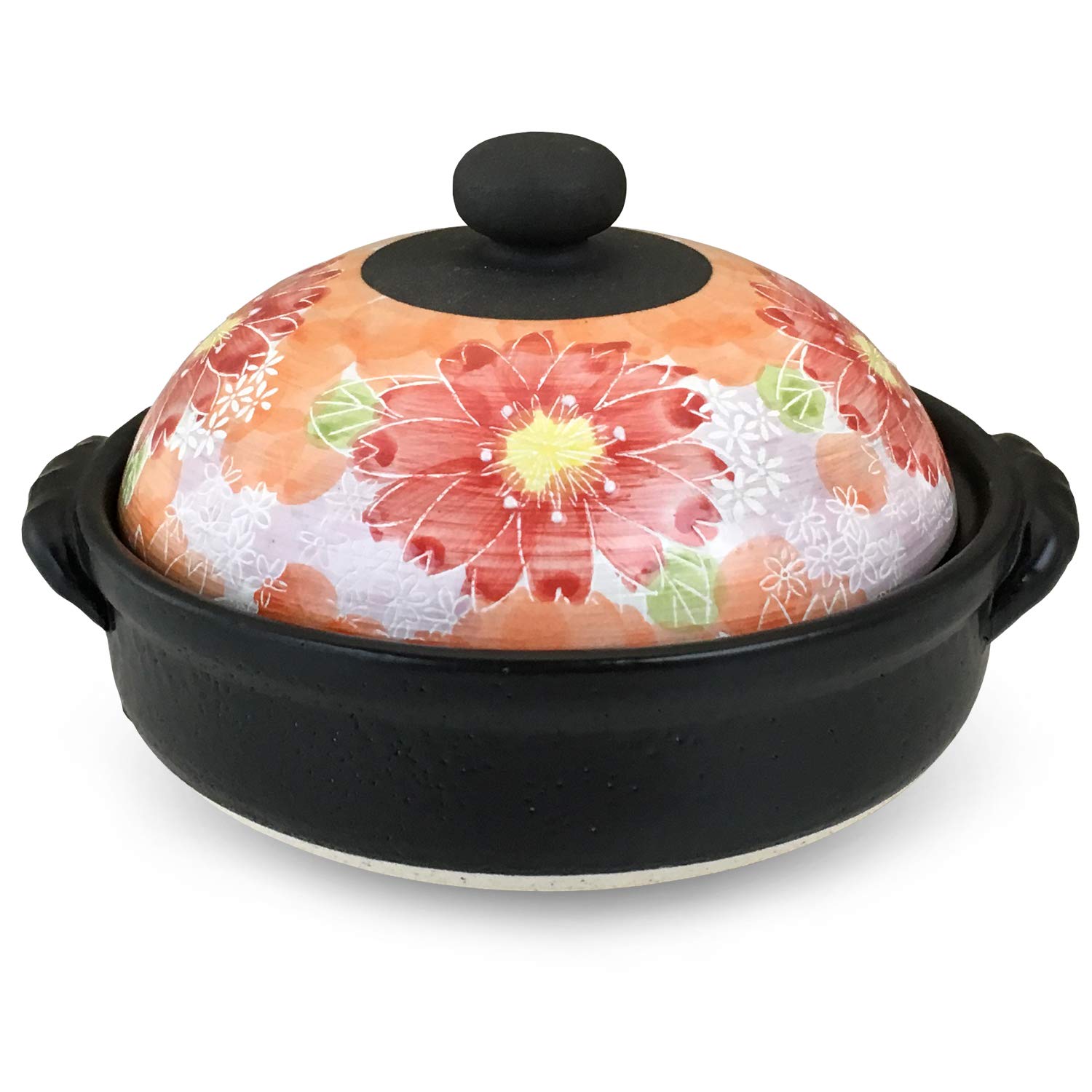 Amazon.co.jp: CtoC JAPAN 土鍋 レッド 900ml 土鍋 一人用 二人用 花