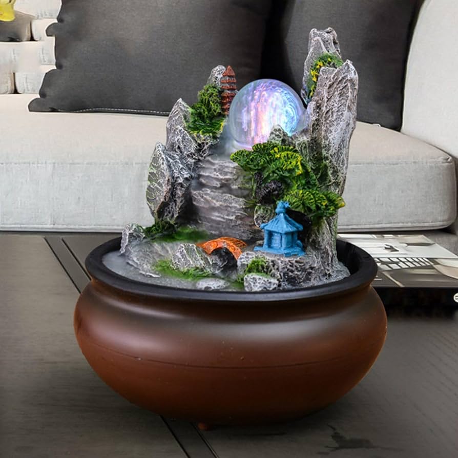 Amazon.co.jp: 卓上噴水 ミニ噴水 室内噴水 樹脂噴水 風水 置物 玄関