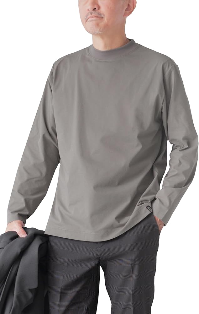 Amazon | [NEVEREND] Tシャツ メンズ 長袖 モックネック ジャケット