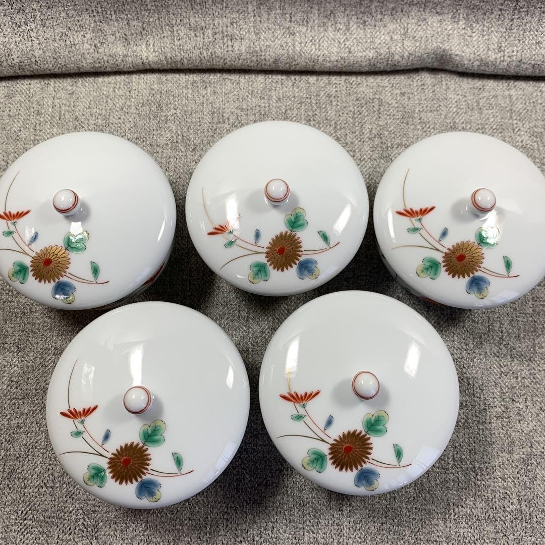 Amazon | 深川製磁 菊小鳥 春型汲出揃 花 鳥 蓋付湯呑み ゴールド 深川