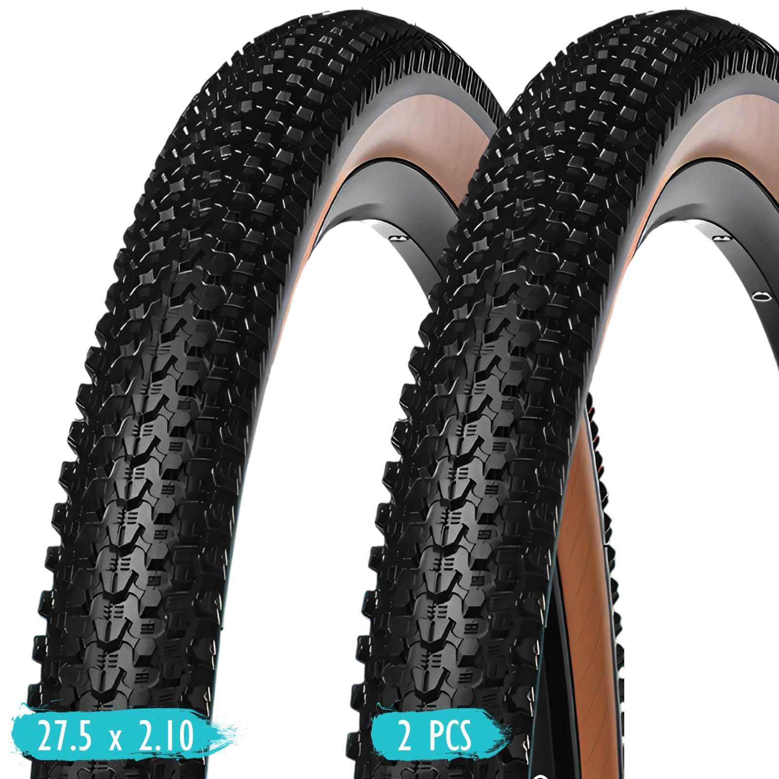 Amazon | BIUYYY 27.5x2.1 ブロックタイヤ ブラウンサイドウォール 耐