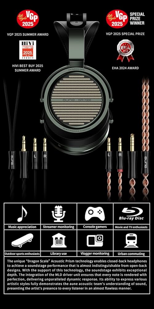 Amazon.com: Aune SR7000 Full-Size Closed-Back Headphones with MLD