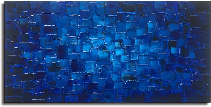 Amazon.com: MyArton Large Abstract Dark Blue Square Wall Art Hand