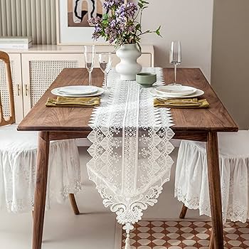Amazon｜テーブルランナー 花柄 刺繍 レース おしゃれ 透かし