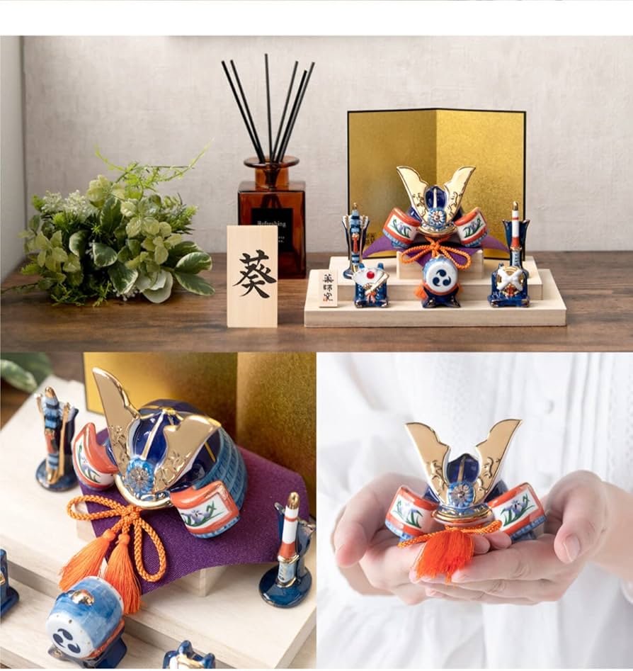 Amazon | FUN fun 五月人形 兜飾り コンパクト 陶器 染錦出世兜（尚武