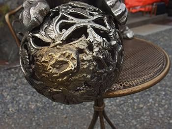 Amazon.co.jp: 【1Ma11O】玉獅子唐獅子置物像狛犬古玩古鉄｜鉄製｜銀色