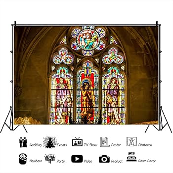 Amazon | YongFoto 10x8フィート 天使 ステンドグラス ウィンドウ背景