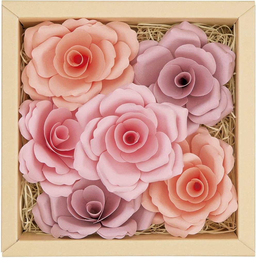 Amazon.co.jp: 花咲くペーパークラフト ピンクローズ（6輪）手作り