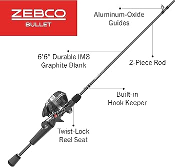 Amazon.co.jp: Zebco ブレットスピンキャストリールと釣り竿コンボ 6