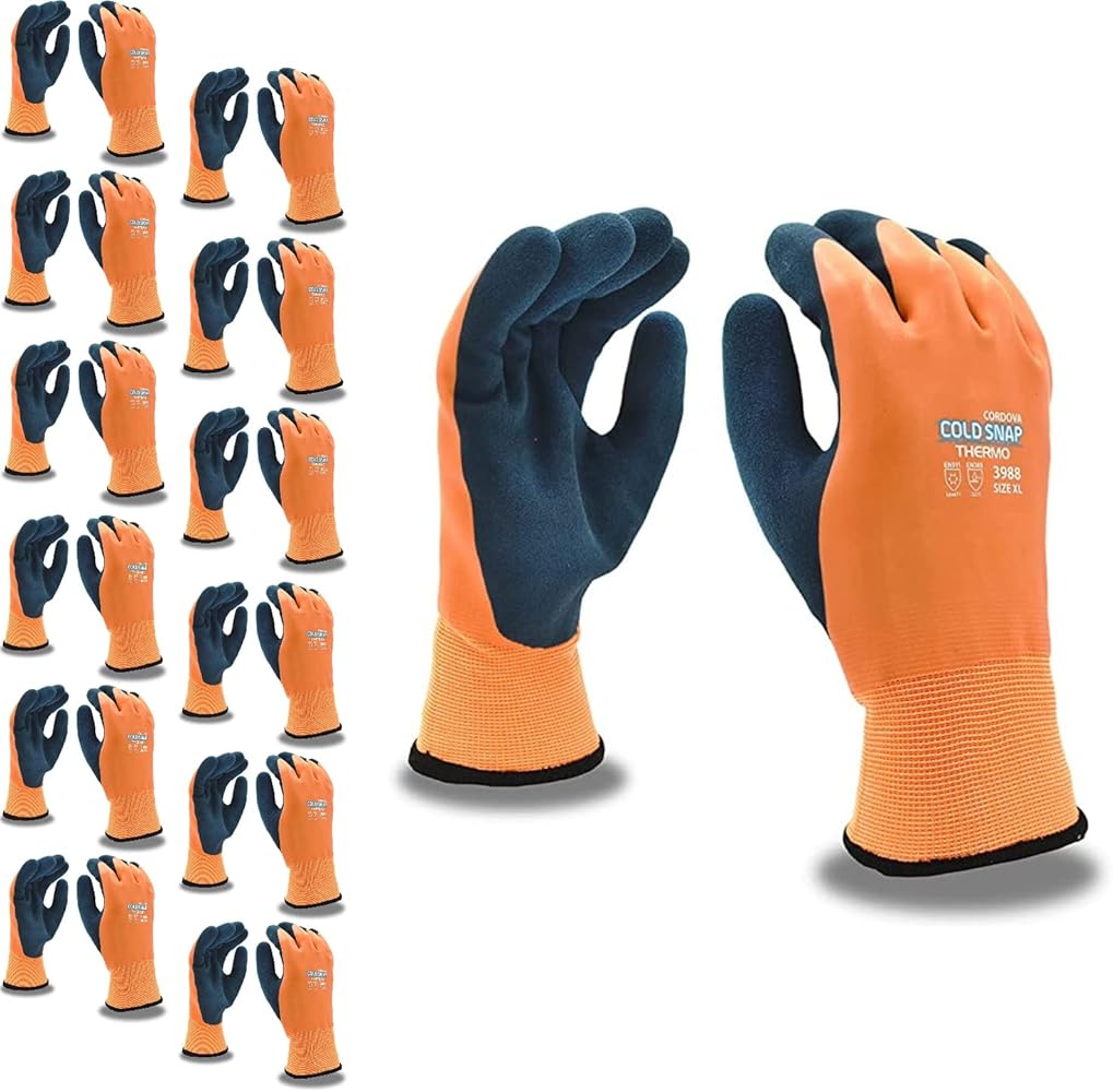 Cordova 3988 Thermal Latex Gloves, Extra Gripping Power