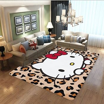 Amazon | ハローキティ 豹柄 ラグ カーペット 洗える ラグマット 滑り