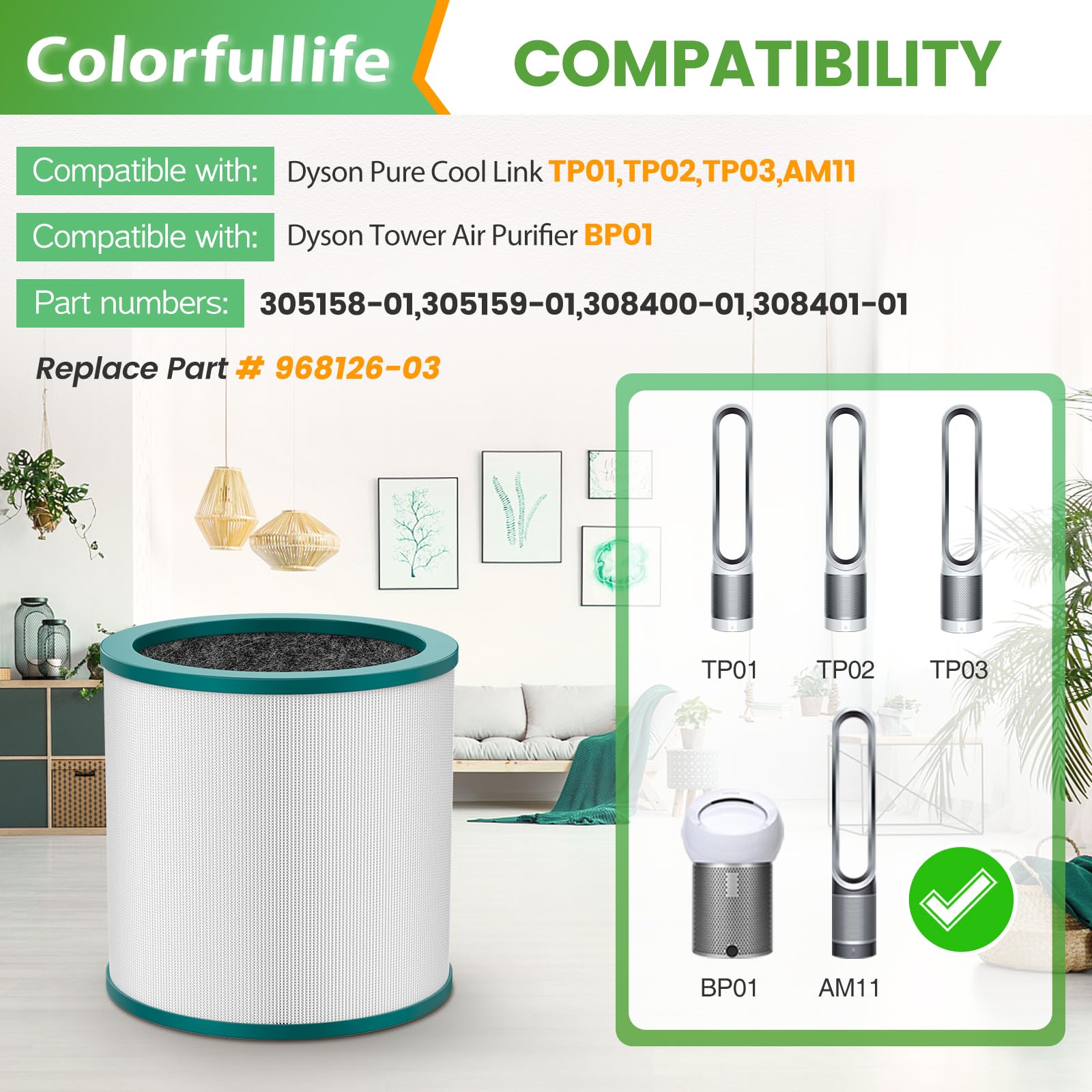 Amazon.com: TP01 Replacement Filter for Dyson Tower Pure Cool Link