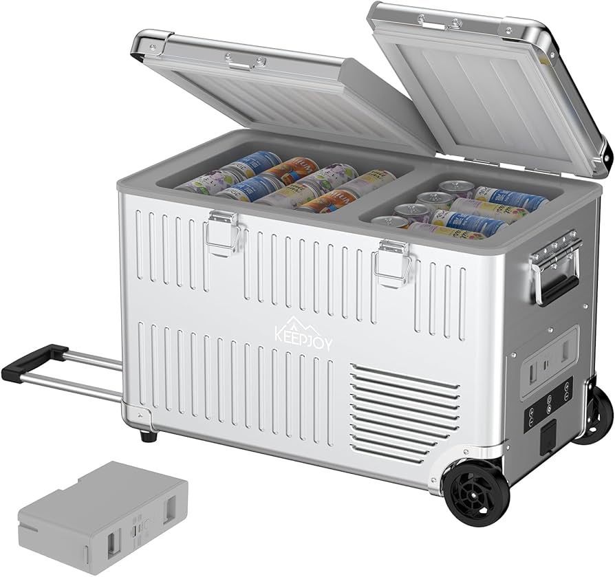 Amazon.co.jp: KEEPJOY アルミ製 車載冷蔵庫 40L ポータブル冷蔵庫