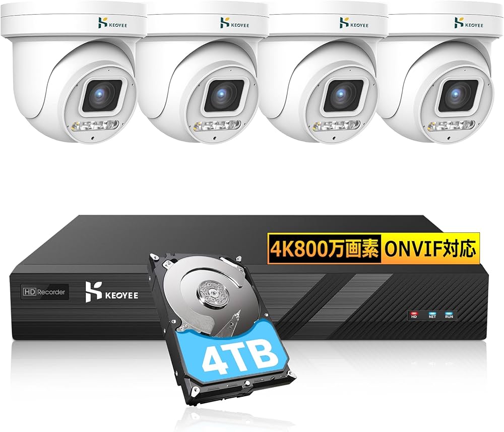 Amazon.co.jp: 【800万画素 機能性満点】KEOYEE 防犯カメラ POE有線