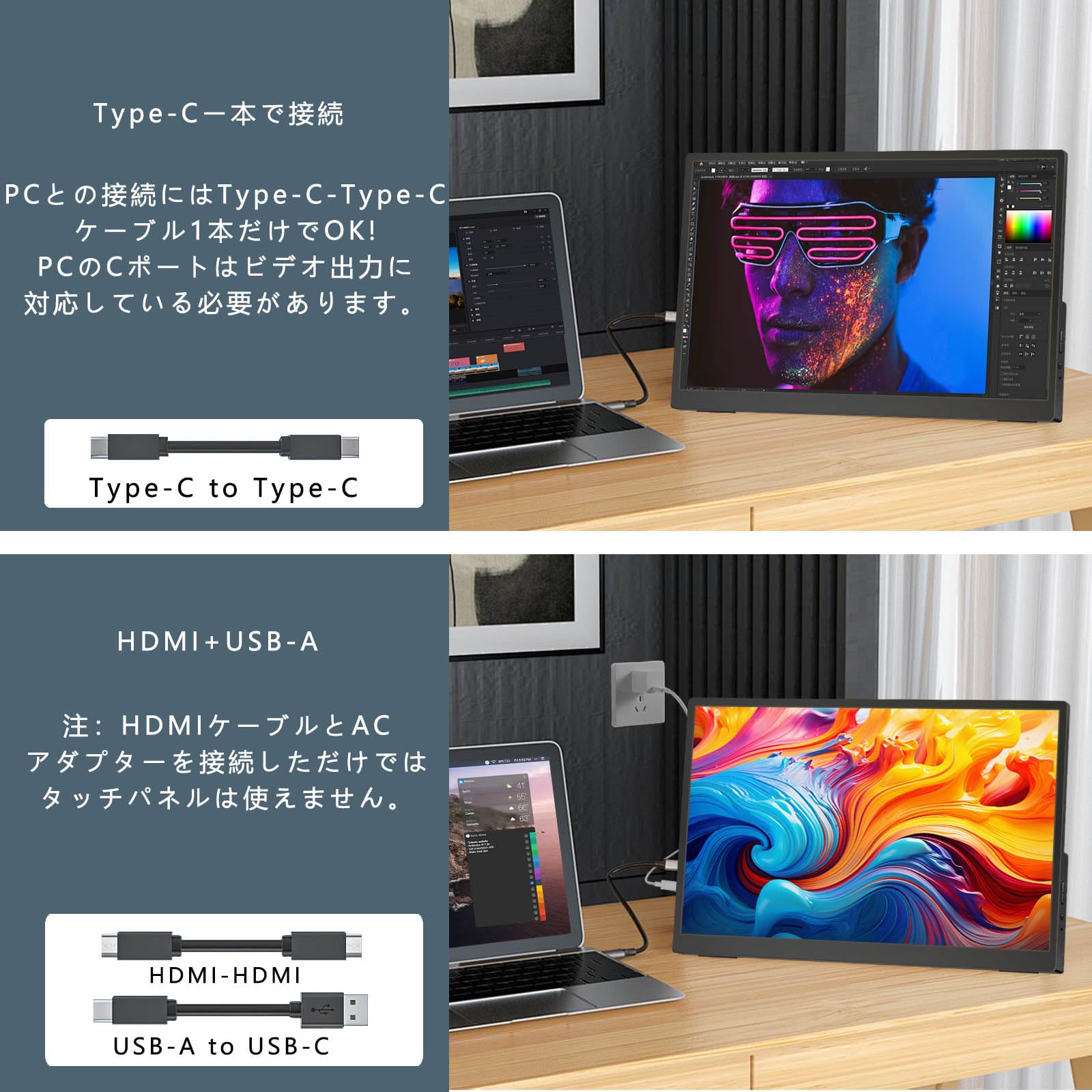 Amazon.co.jp: モバイルモニター タッチパネル 14.1インチ 1920*1200