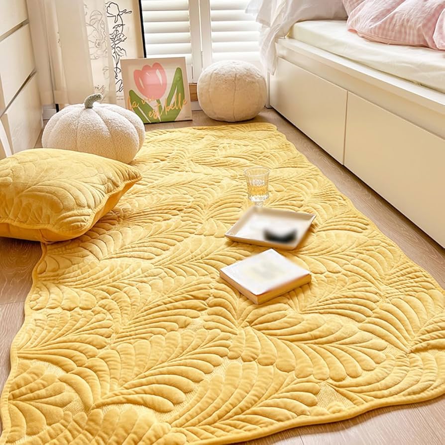 Amazon｜[XLOYP] ラグ カーペット 黄色 ラグマット 洗える おしゃれ