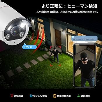 Amazon.co.jp: 【500万高画素夜間カラー・金属製】YESKAMOO 防犯カメラ