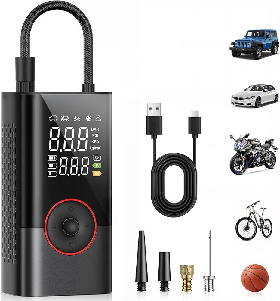 Amazon | 電動空気入れ 自転車 バイク 車 用 充電式 コードレス バイク