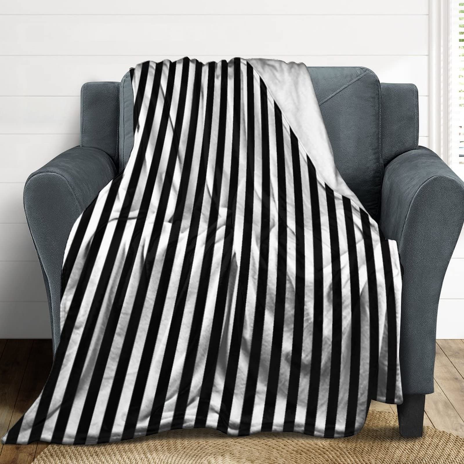 Amazon｜Mosato 白黒ストライプ ストライプ 毛布 ブランケット