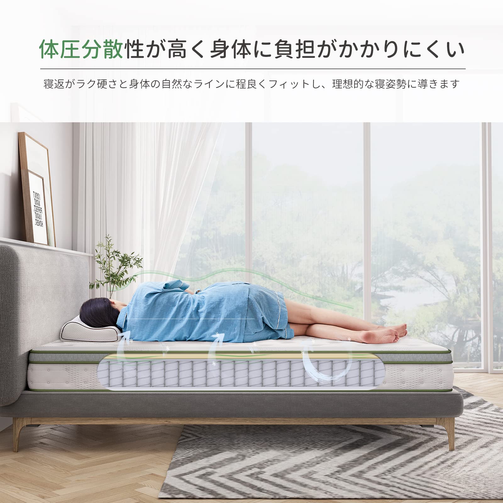 Amazon.co.jp: Novilla マットレス ポケットコイルマットレス ベッド