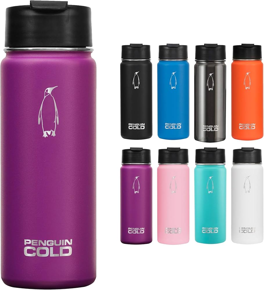 Amazon | Penguin Cold 保温水筒 | 18オンス 幅広い飲み口 ステンレス