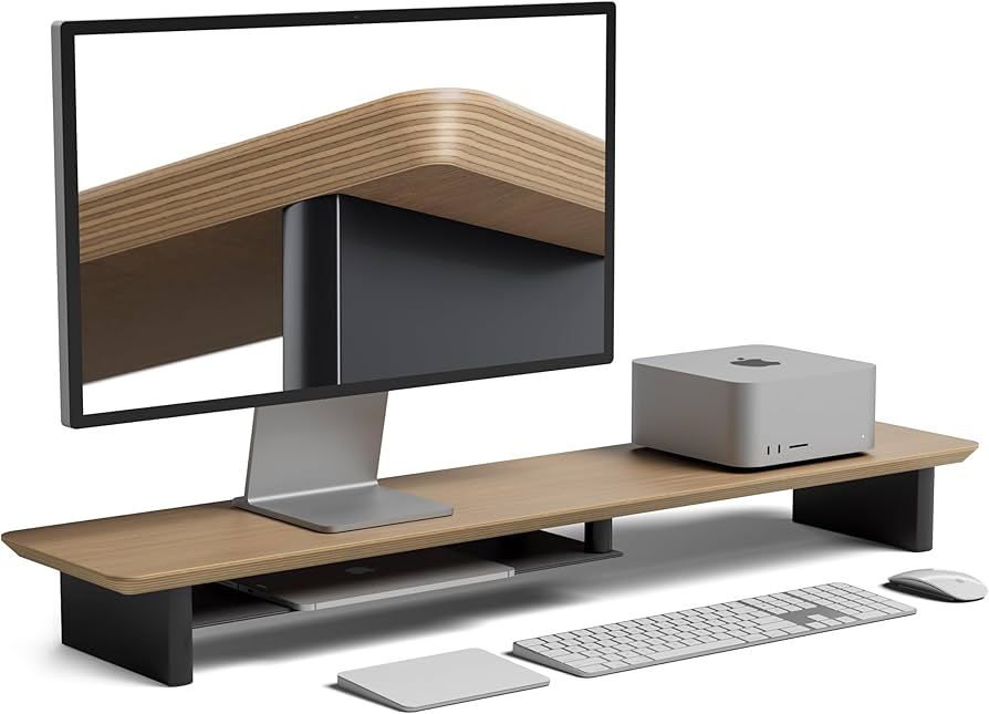 Amazon.co.jp: amesoba 木製 モニタースタンド 卓上 デスクシェルフ