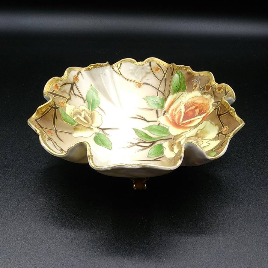 オールドノリタケ 猫足 バラ絵 三足 ディッシュ 【公式通販】