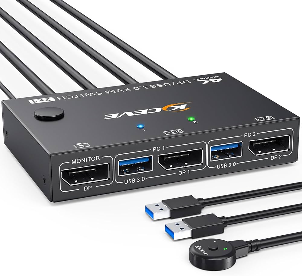 Amazon.co.jp: KCEVE 8K DP KVMスイッチ USB3.0 KVM切替器 2入力1出力