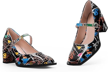 Amazon.com | Odetina Women's Square Toe Chunky Heel Slingback